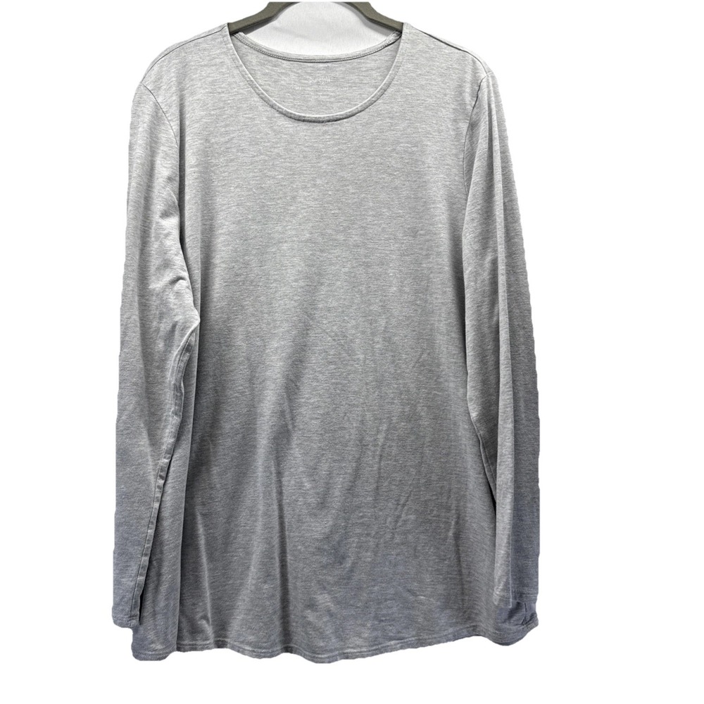 Purejill J Jill Pima Stretch Cotton Shirttail Tee Large Solid Gray 100% Cotton